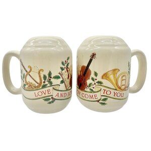 Christmas Holiday Salt Pepper Shaker Set Musical Theme Love And Joy Come To You